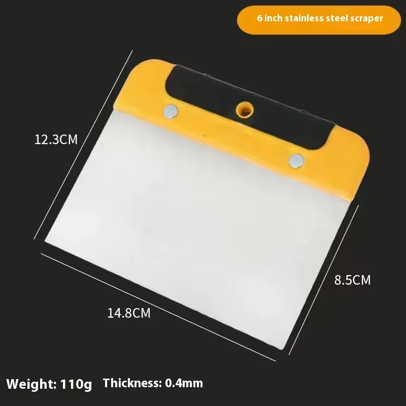 grattoir en acier inox avec manche jaune